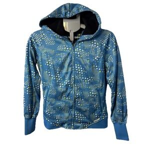 Rossingol Hoodie Lightweight Soft-Shell Jacket Women's M Full-Zip Blue Polka Dot